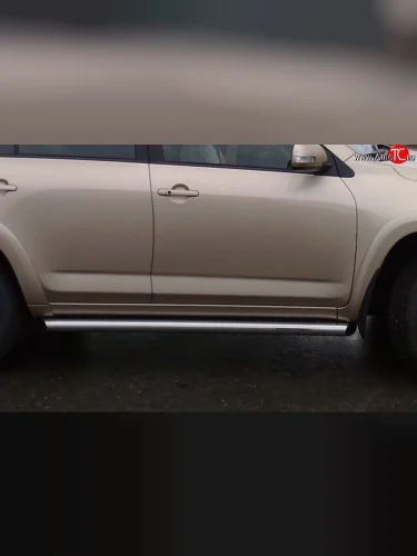 Защита порогов Russtal из круглой трубы диаметром 76 мм Toyota RAV4 XA30 5 дв. удлиненный дорестайлинг (2003-2008)