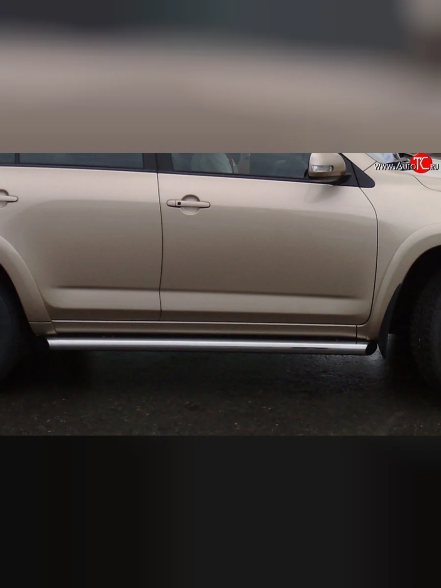 Защита порогов Russtal из круглой трубы диаметром 76 мм Toyota RAV4 XA30 5 дв. удлиненный дорестайлинг (2003-2008) (Защита порогов с со скосами на торцах (вариант 1))  в Керчи Республика Крым