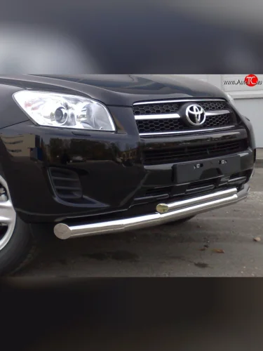 Защита переднего бампера (2 трубыØ76 и 42 мм, нержавейка) SLITKOFF Toyota RAV4  XA30 (2009-2010) 5 дв. удлиненный 1-ый рестайлинг
