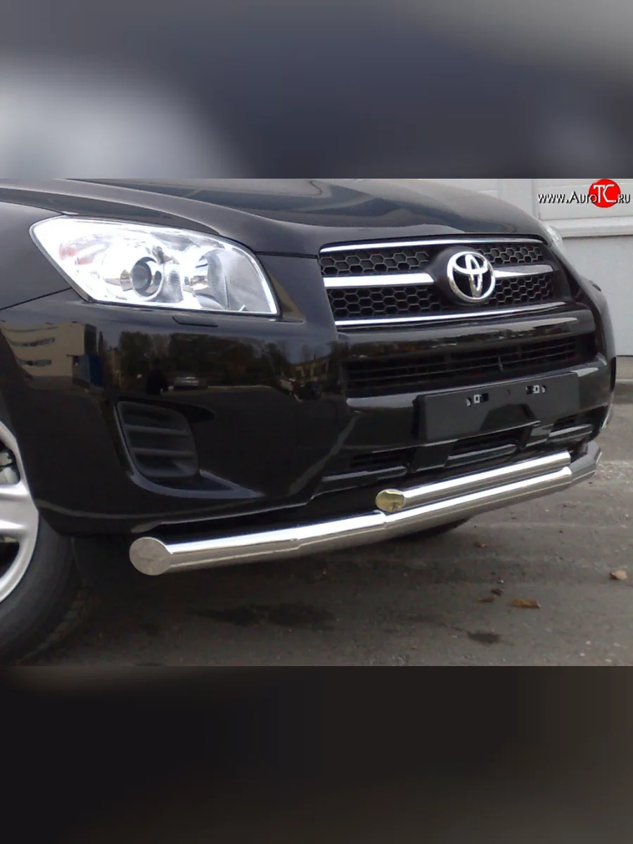 Защита переднего бампера (2 трубыØ76 и 42 мм, нержавейка) SLITKOFF Toyota RAV4 XA30 5 дв. удлиненный 1-ый рестайлинг (2009-2010)  в Воронеже Воронежской области