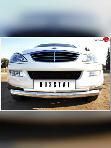 Защита переднего бампера (2 трубыØ63 и 42 мм, нержавейка) Russtal SSANGYONG Kyron дорестайлинг (2005-2007)