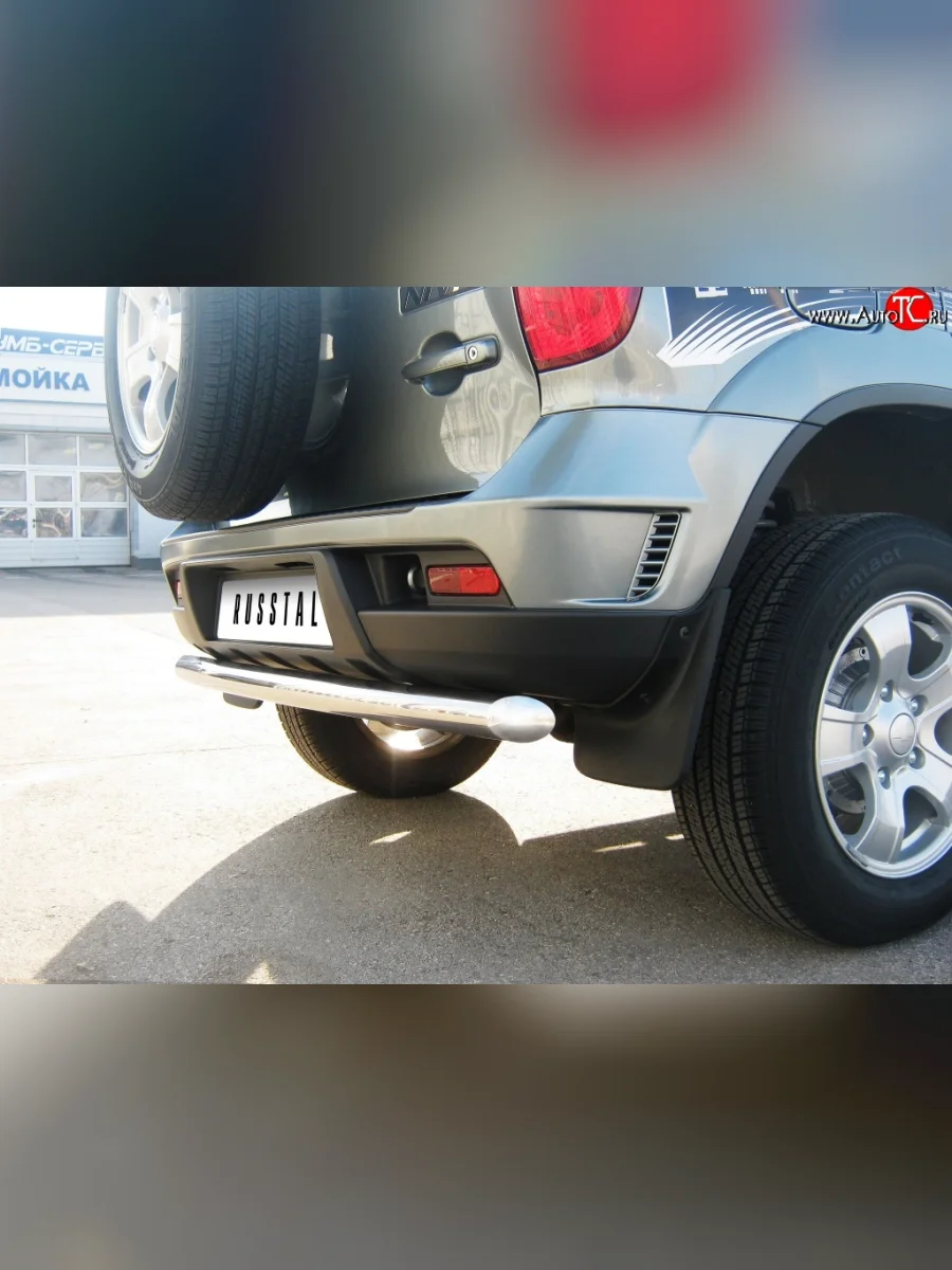 Одинарная защита заднего бампера из трубы диаметром 63 мм SLITKOFF Chevrolet Niva 2123 рестайлинг (2009-2020)  в Керчи Республика Крым