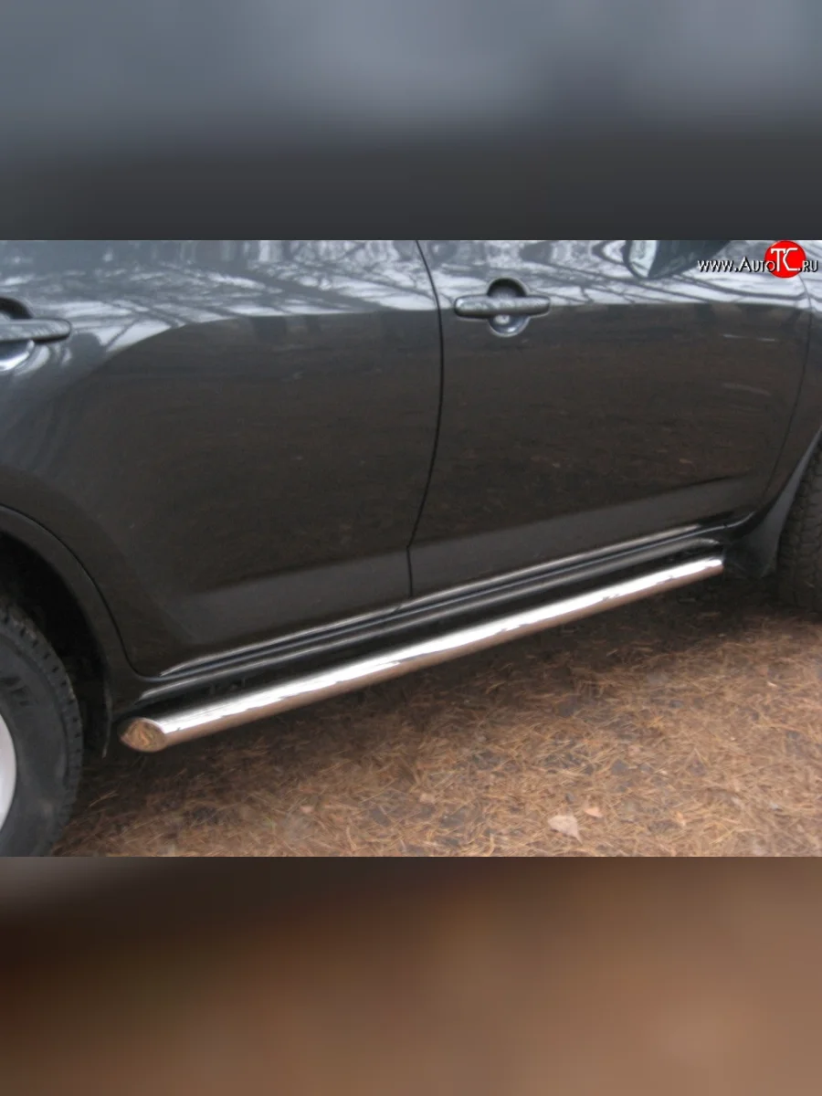 Защита порогов Russtal из круглой трубы диаметром 63 мм Toyota RAV4 XA305 5 дв. дорестайлинг (2005-2009) (Защита порогов с со скосами на торцах (вариант 1))  с доставкой в г. Керчь