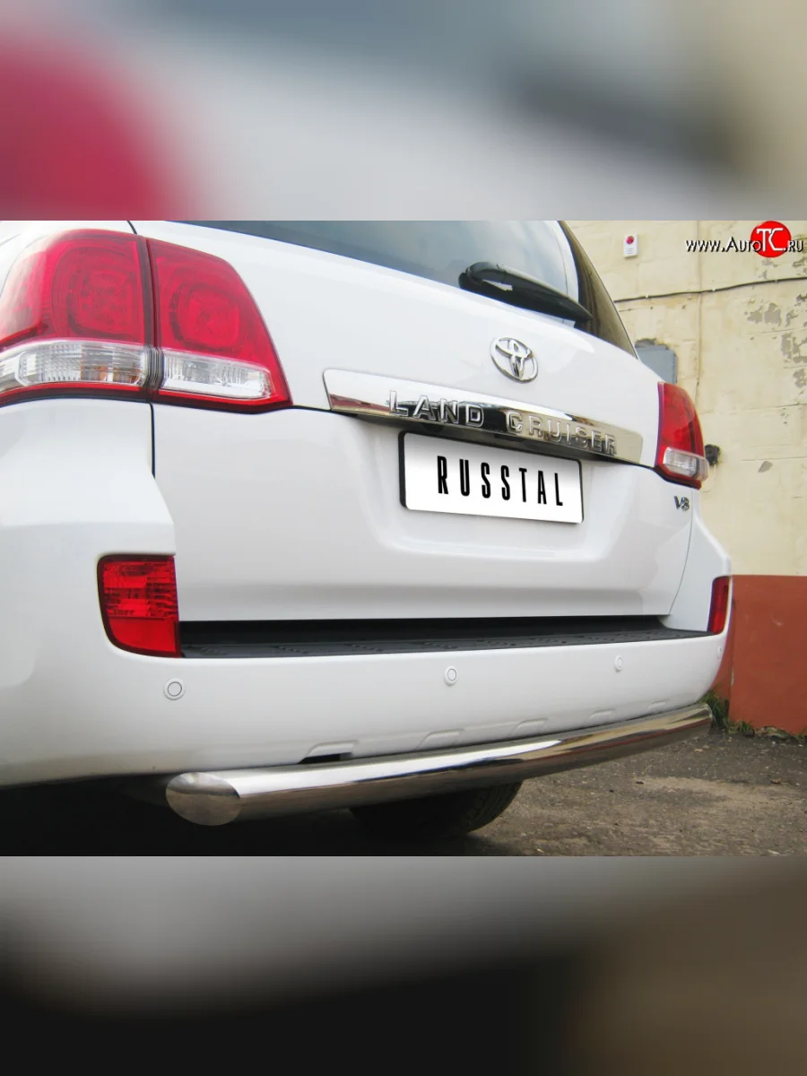 Защита заднего бампера (Ø76 мм, нержавейка) SLITKOFF Toyota Land Cruiser 200 дорестайлинг (2007-2012)  в Керчи Республика Крым