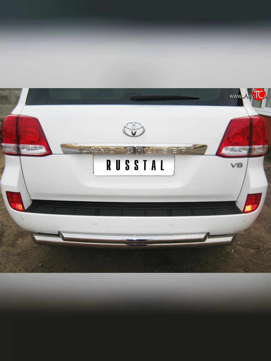 Защита заднего бампера (Ø76 и 63 мм, нержавейка) SLITKOFF Toyota Land Cruiser 200 дорестайлинг (2007-2012)  в Керчи Республика Крым