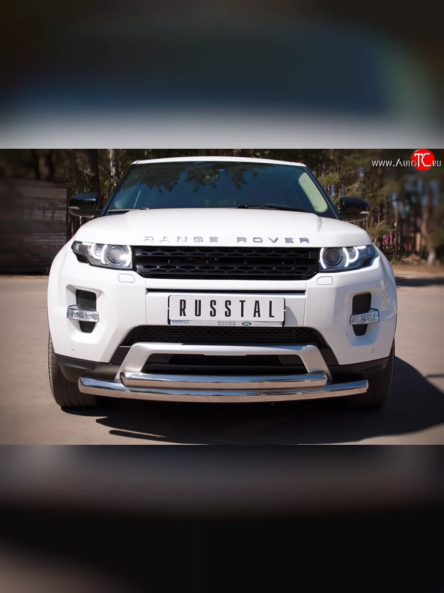 Защита переднего бампера (2 трубыØ76 и 42 мм, нержавейка) SLITKOFF  Land Rover Range Rover Evoque (2011-2015) 1 L538  в Самаре Самарской области