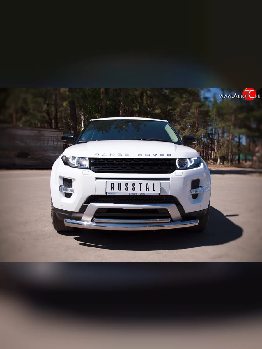 Защита переднего бампера (2 трубыØ76 и 42 мм, нержавейка) SLITKOFF  Land Rover Range Rover Evoque (2011-2015) 1 L538  в Самаре Самарской области