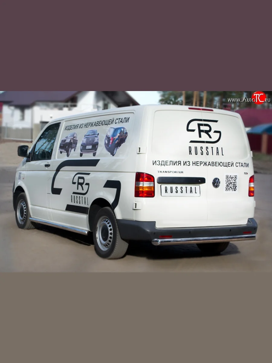 Защита заднего бампера (Ø63 мм, нержавейка) SLITKOFF Volkswagen Transporter T5 дорестайлинг (2003-2009)  в Самаре Самарской области