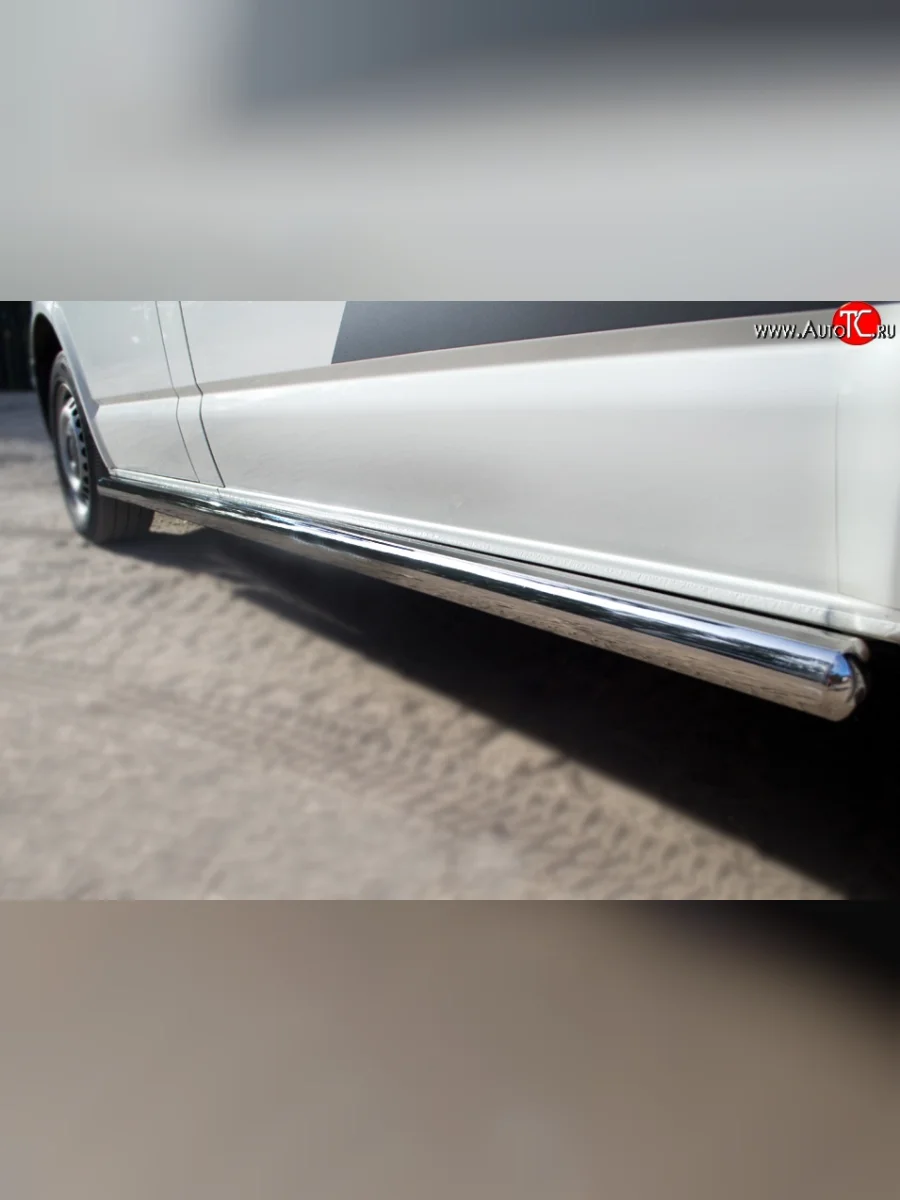 Левая защита порогов SLITKOFF из круглой трубы с закругленными торцами диаметром 63 мм  Volkswagen Transporter (2003-2009) T5  в Самаре Самарской области