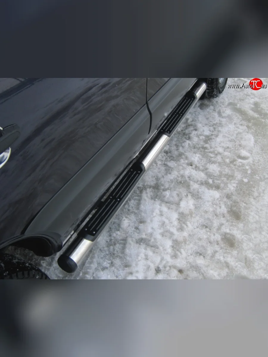 Защита порогов Russtal из трубы d76 мм с пластиковыми вставками для ног Toyota RAV4 XA305 5 дв. дорестайлинг (2005-2009) (Защита порогов с со скосами на торцах (вариант 1))  с доставкой в г. Керчь