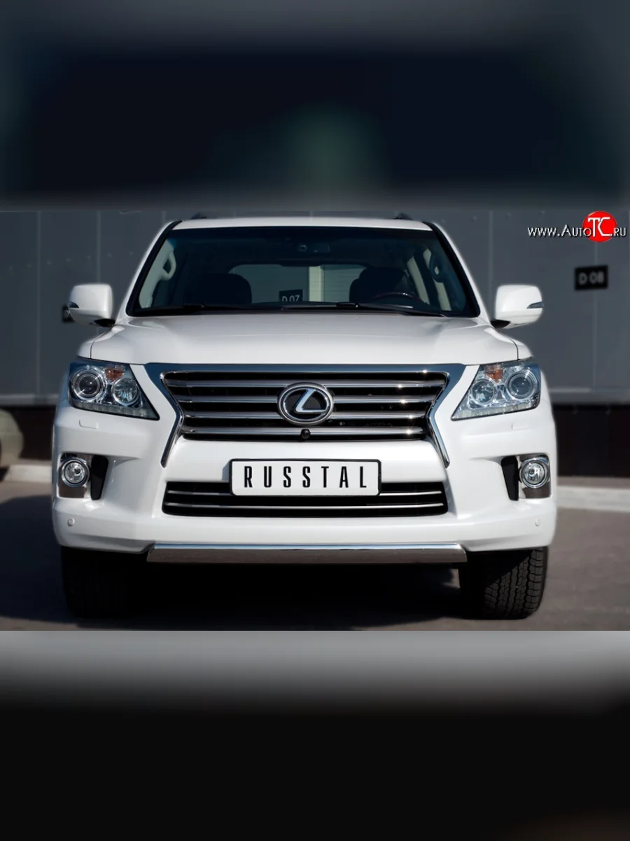 Защита переднего бампера Russtal из овальной трубы диаметром 75x42 мм Lexus LX570 J200 дорестайлинг (2007-2012)  в Керчи Республика Крым
