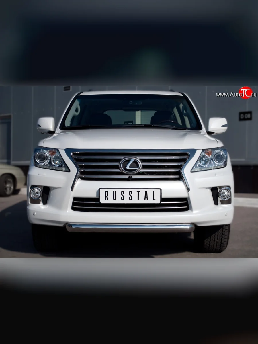 Одинарная защита переднего бампера SLITKOFF диаметром 76 мм Lexus LX570 J200 дорестайлинг (2007-2012)  в Перми Пермском крае