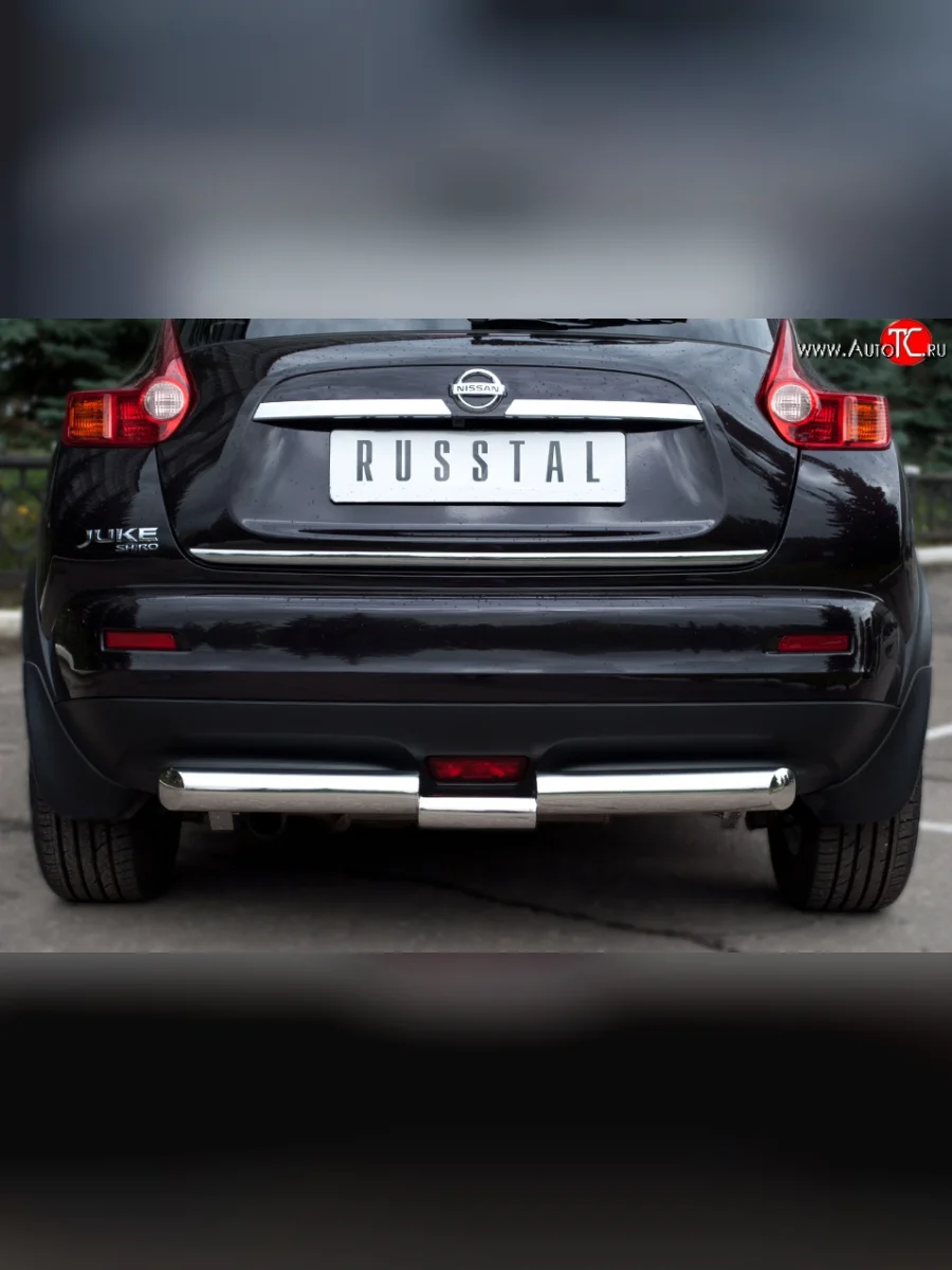 Защита заднего бампера (Ø76 и 42 мм, нержавейка) SLITKOFF  Nissan Juke (2010-2014) 1 YF15  в Воронеже Воронежской области