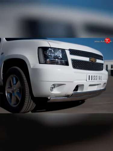 Защита переднего бампера (2 трубыØ76х42 мм, нержавейка) Russtal Chevrolet Tahoe GMT900 5 дв. (2006-2013)