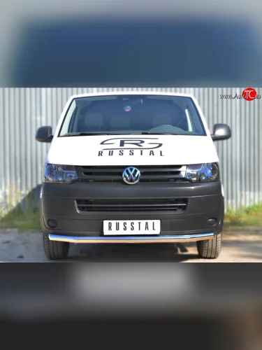 Одинарная защита переднего бампера диаметром 63 мм SLITKOFF Volkswagen Transporter  T5 (2009-2015) рестайлинг
