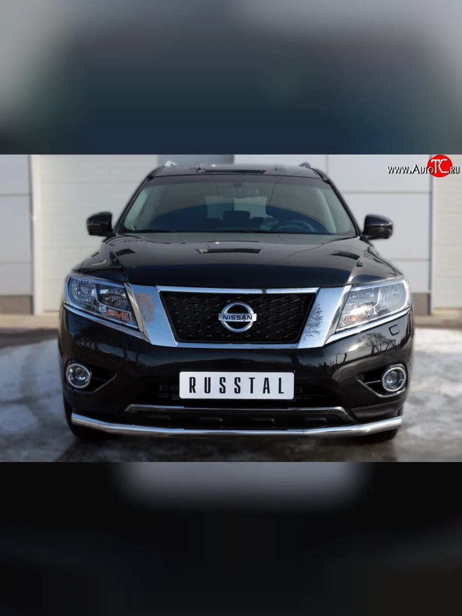 Одинарная защита переднего бампера диаметром 63 мм SLITKOFF Nissan Pathfinder R52 дорестайлинг (2012-2017)  в Перми Пермском крае