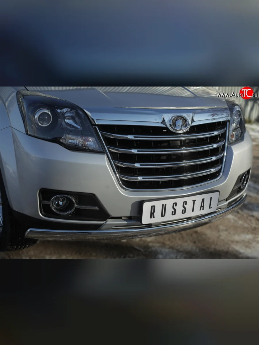 Защита переднего бампера (Ø75х42 мм, нержавейка) Russtal Great Wall Hover H3  рестайлинг (2014-2016)  в Самаре Самарской области