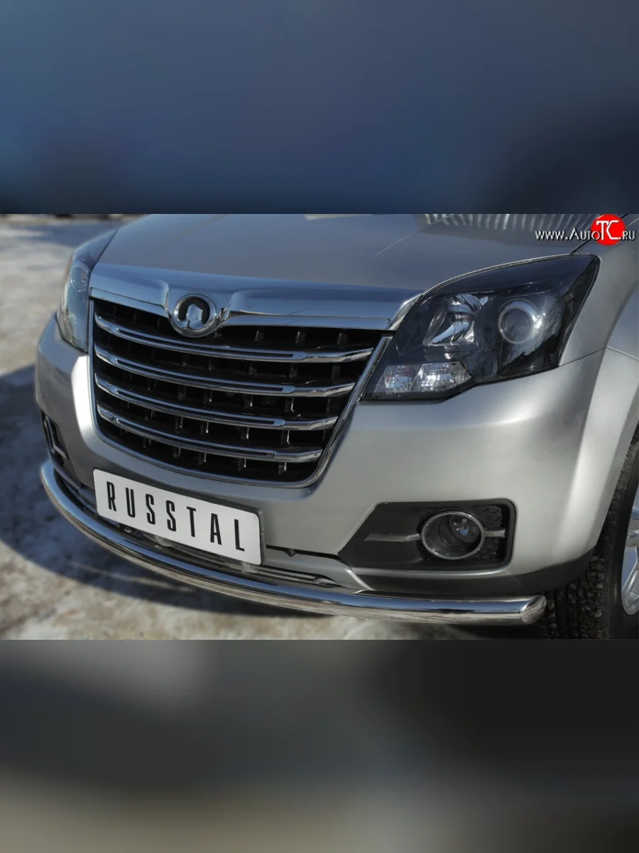 Одинарная защита переднего бампера диаметром 63 мм SLITKOFF Great Wall Hover H3  рестайлинг (2014-2016)  в Самаре Самарской области
