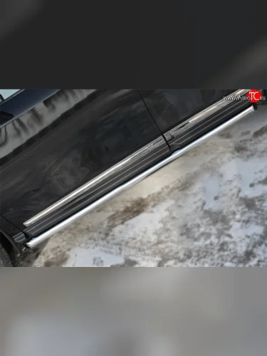 Защита порогов из круглой трубы диаметром 63 мм Russtal Nissan Pathfinder R52 дорестайлинг (2012-2017)