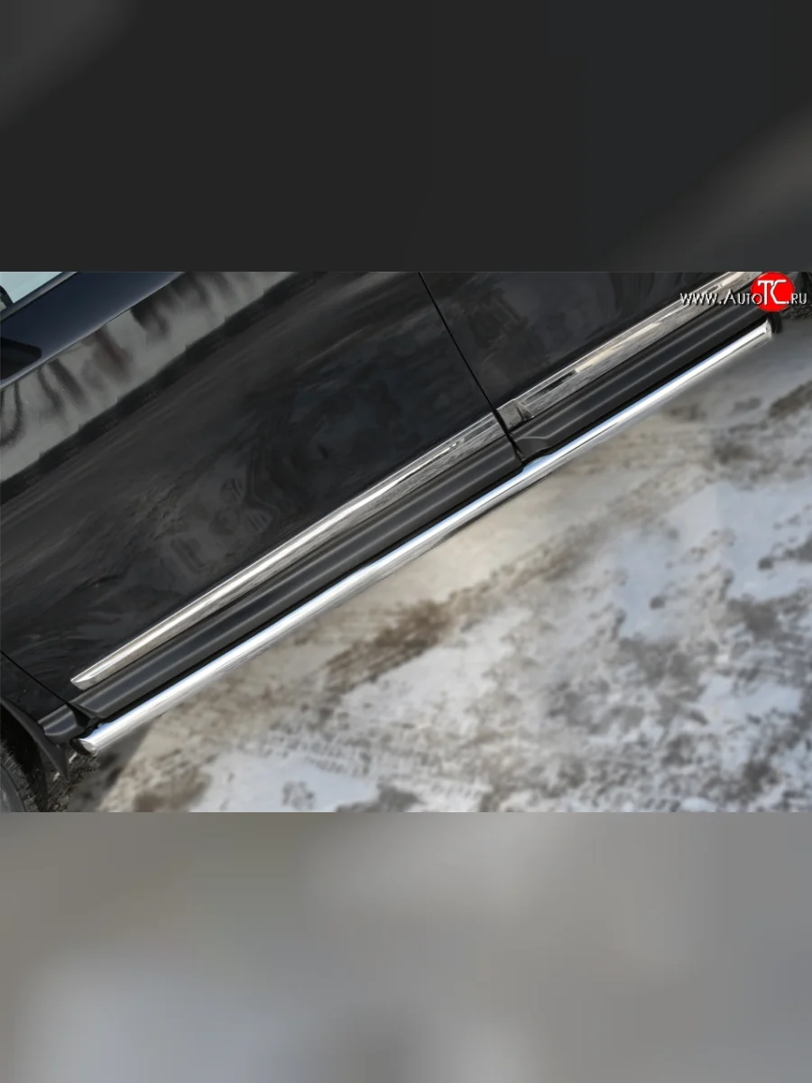 Защита порогов из круглой трубы диаметром 63 мм Russtal Nissan Pathfinder R52 дорестайлинг (2012-2017) (Защита порогов с со скосами на торцах (вариант 1))  в Перми Пермском крае