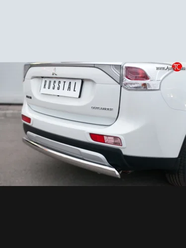 Защита заднего бампера (Ø75x42 мм, нержавейка) Russtal Mitsubishi Outlander  GF (2014-2016) 1-ый рестайлинг