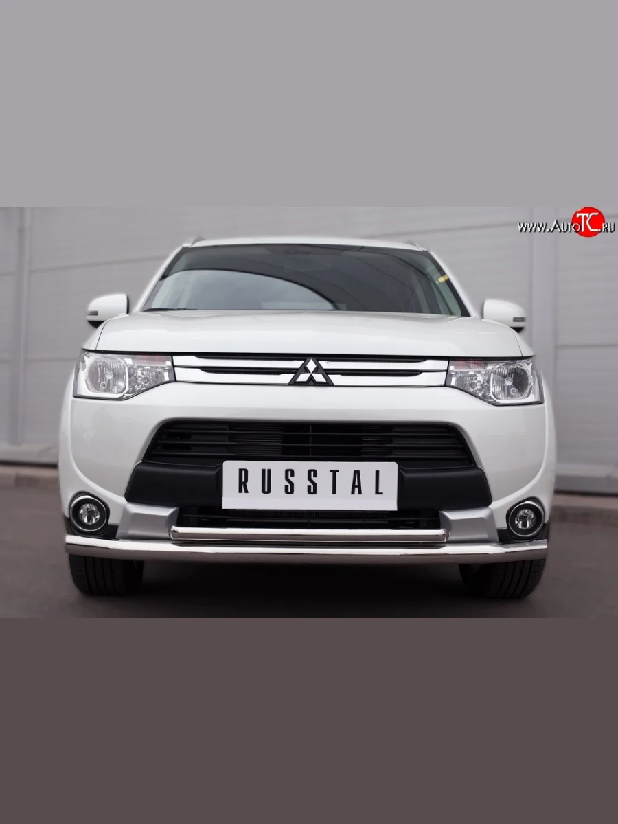 Защита переднего бампера (2 трубыØ63 и 42 мм, нержавейка) SLITKOFF  Mitsubishi Outlander (2014-2016) GF  в Самаре Самарской области