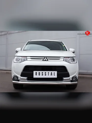 Одинарная защита переднего бампера диаметром 63 мм SLITKOFF Mitsubishi Outlander  GF (2014-2016) 1-ый рестайлинг