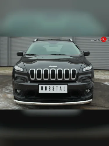 Одинарная защита переднего бампера диаметром 63 мм SLITKOFF Jeep Cherokee  KL (2014-2017) дорестайлинг