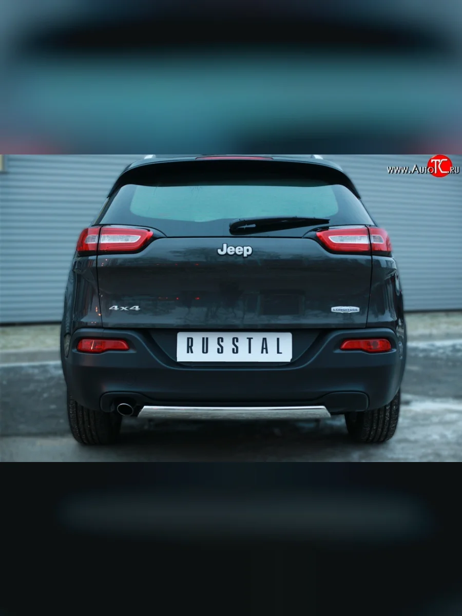 Защита заднего бампера (Ø75x42 мм, нержавейка) Russtal Jeep Cherokee KL дорестайлинг (2014-2017)  в Керчи Республика Крым