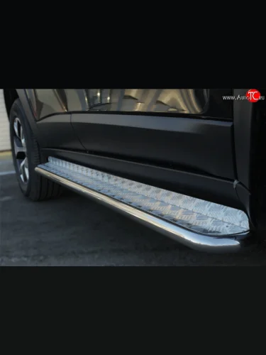 Подножки для ног (Trailhawk нержавейка d42 мм) SLITKOFF Jeep Cherokee  KL (2014-2017) дорестайлинг