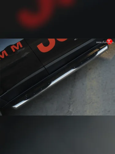 Защита порогов с пластиковыми вставками для ног (Trailhawk, нержавейка 76 мм) Russtal Jeep Cherokee KL дорестайлинг (2014-2017)