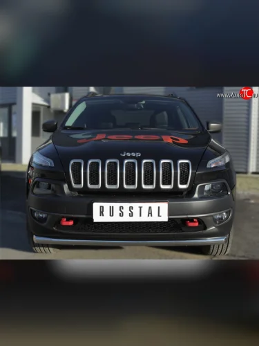 Одинарная защита переднего бампера (Trailhawk 63 мм) SLITKOFF Jeep Cherokee  KL (2014-2017) дорестайлинг