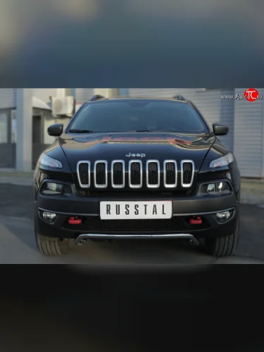 Защита переднего бампера (Trailhawk Ø42 мм волна, нержавейка) SLITKOFF Jeep Cherokee  KL (2014-2017) дорестайлинг
