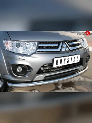 Одинарная защита переднего бампера диаметром 63 мм SLITKOFF Mitsubishi L200 5 KK,KL дорестайлинг (2015-2019)