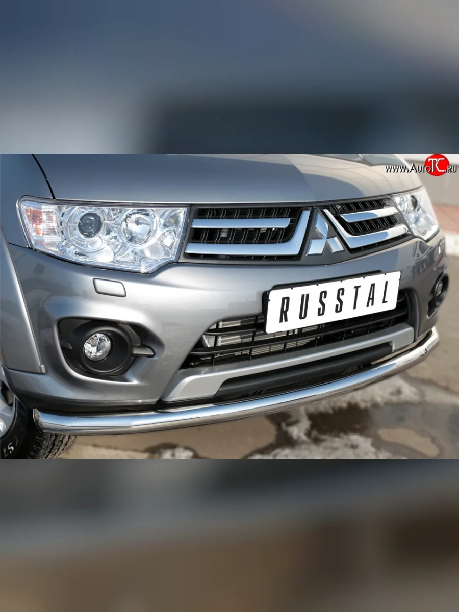 Одинарная защита переднего бампера диаметром 63 мм SLITKOFF Mitsubishi L200 5 KK,KL дорестайлинг (2015-2019)  в Керчи Республика Крым