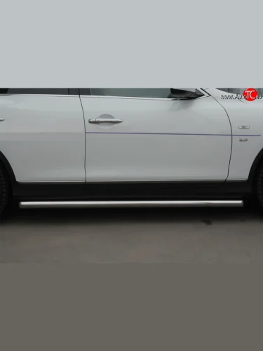 Защита порогов из круглой трубы диаметром 63 мм SLITKOFF INFINITI Qx50  J50 (2013-2016) дорестайлинг