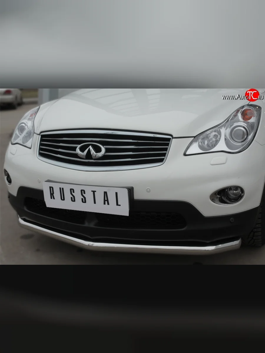 Одинарная защита переднего бампера диаметром 63 мм SLITKOFF INFINITI Qx50 J50 дорестайлинг (2013-2016)  в Перми Пермском крае