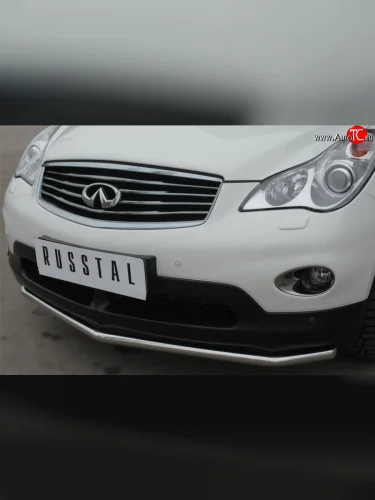 Одинарная защита переднего бампера из трубы диаметром 42 мм SLITKOFF INFINITI Qx50  J50 (2013-2016) дорестайлинг