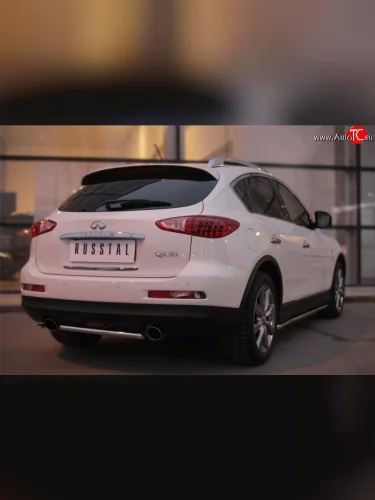 Одинарная защита заднего бампера из короткой трубы диаметром 42 мм SLITKOFF INFINITI Qx50 J50 дорестайлинг (2013-2016)