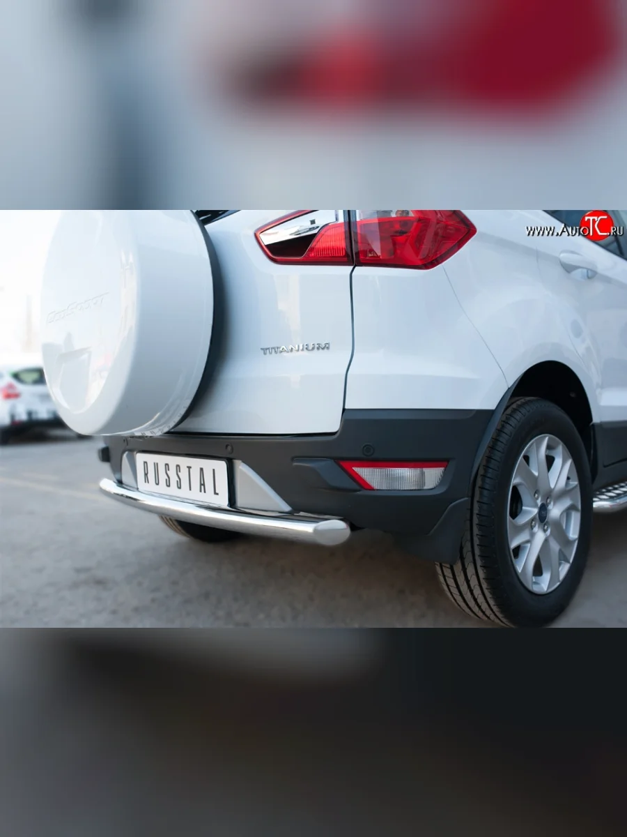 Одинарная защита заднего бампера из трубы с округлым сгибом диаметром 63 мм SLITKOFF Ford EcoSport дорестайлинг (2013-2019)  в Керчи Республика Крым