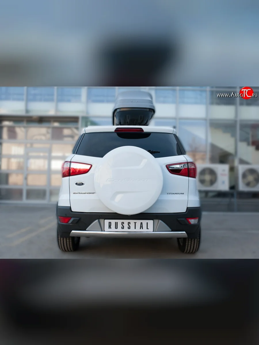 Защита заднего бампера (Ø75x42 мм, нержавейка) Russtal Ford EcoSport дорестайлинг (2013-2019)  в Керчи Республика Крым