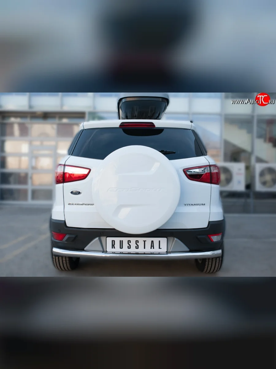 Одинарная защита заднего бампера из трубы с угловатыми сгибами диаметром 63 мм SLITKOFF Ford EcoSport дорестайлинг (2013-2019)  в Керчи Республика Крым