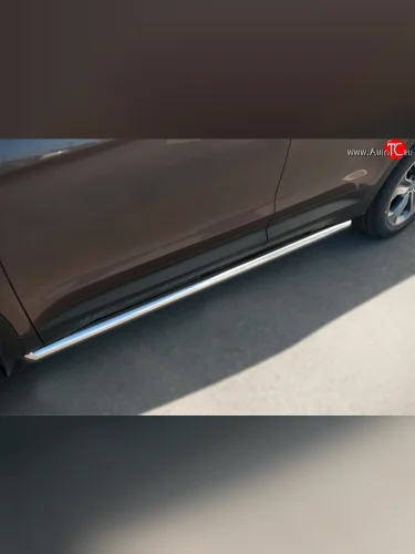 Защита порогов из круглой трубы диаметром 63 мм Russtal Hyundai Grand Santa Fe  1 DM (2013-2016) дорестайлинг