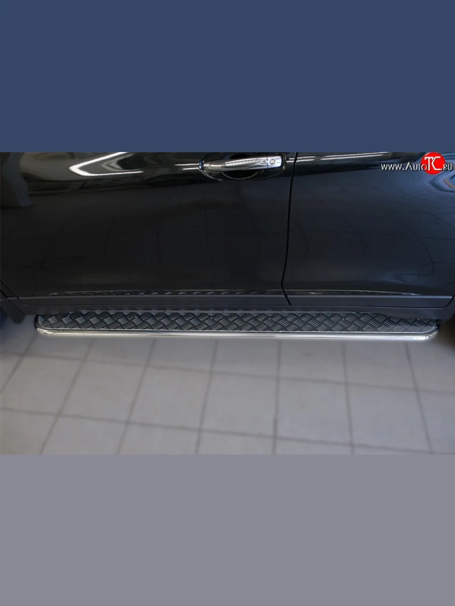 Широкая защита порогов SLITKOFF Nissan X-trail 3 T32 рестайлинг (2017-2022)  в Самаре Самарской области