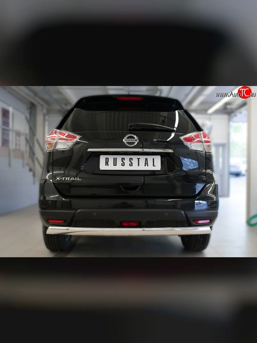 Защита заднего бампера (Ø75x42 мм, нержавейка) Russtal Nissan X-trail 3 T32 рестайлинг (2017-2022)  в Самаре Самарской области