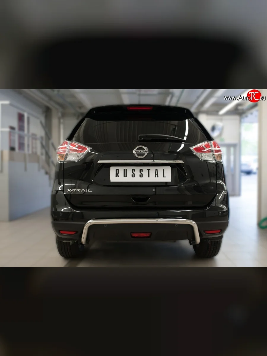 Защита заднего бампера (Ø42 мм волна, нержавейка) SLITKOFF  Nissan X-trail (2017-2022) 3 T32  с доставкой в г. Самара