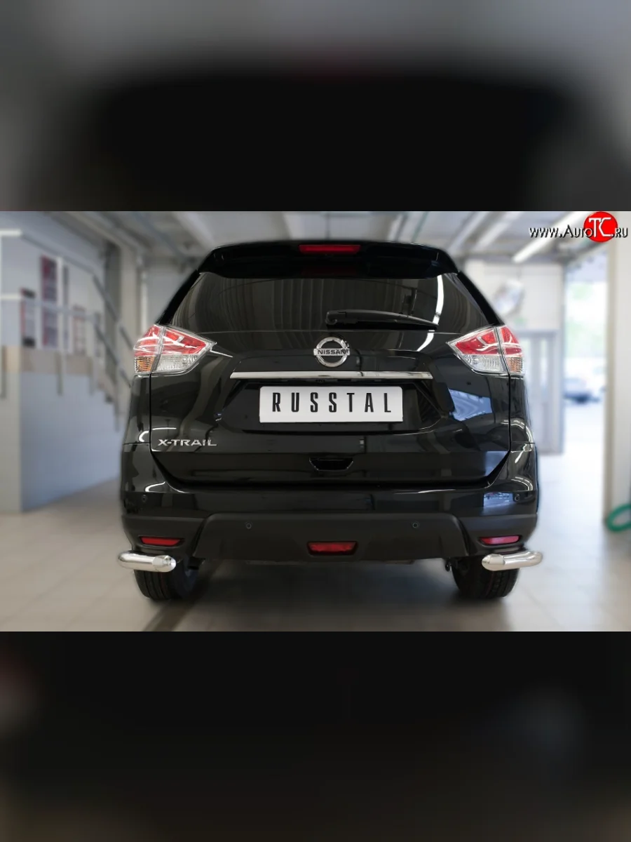 Защита заднего бампера (Ø63 мм уголки, нержавейка) SLITKOFF Nissan X-trail 3 T32 рестайлинг (2017-2022)  в Керчи Республика Крым