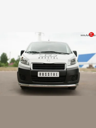 Одинарная защита переднего бампера из трубы диаметром 63 мм SLITKOFF Peugeot Expert  G9 (2007-2017) минивэн дорестайлинг, цельнометаллический фургон дорестайлинг, минивэн рестайлинг, цельнометаллический фургон рестайлинг