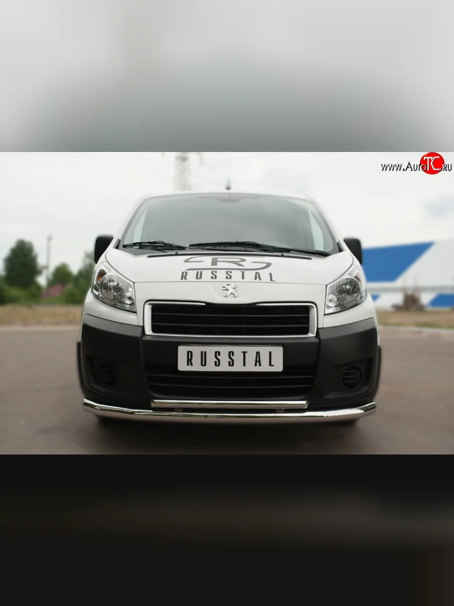 Защита переднего бампера (2 трубыØ63 и 42 мм, нержавейка) SLITKOFF  Peugeot Expert (2007-2017) G9  в Самаре Самарской области
