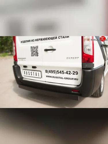 Одинарная защита заднего бампера из прямоугольной трубы 80x40 мм SLITKOFF Peugeot Expert  G9 (2007-2017) минивэн дорестайлинг, цельнометаллический фургон дорестайлинг, минивэн рестайлинг, цельнометаллический фургон рестайлинг
